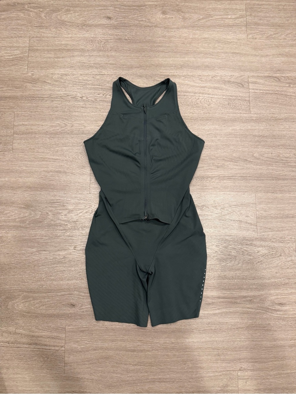 lululemon athletica SenseKit Dark Green Athletic Zip-Front running one piece